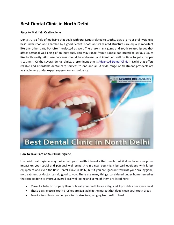 best dental clinic in north delhi