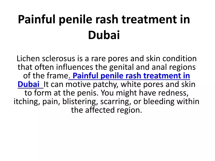 painful penile rash treatment in dubai