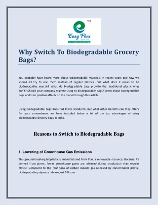 Why Switch To Biodegradable Grocery Bags?