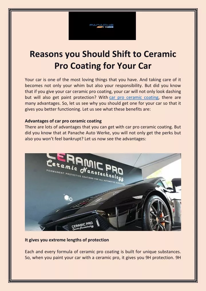 reasons you should shift to ceramic pro coating