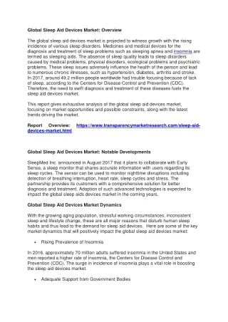 global sleep aid devices market overview