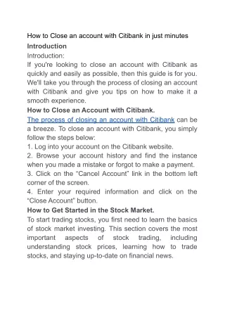 How to close an account in Citibank_