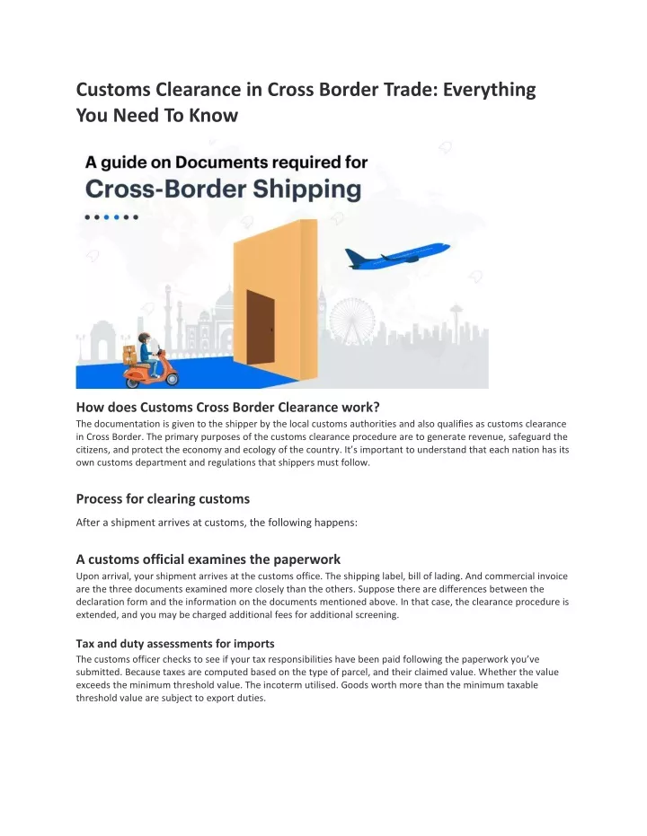 customs clearance in cross border trade