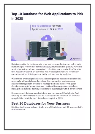 top 10 database for web applications to pick