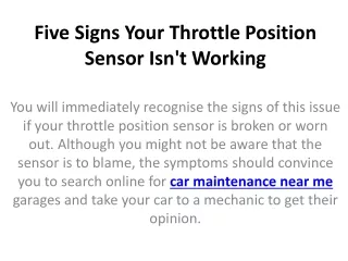 five signs your throttle position sensor isn t working