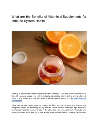 Benefits of Vitamin D supplements