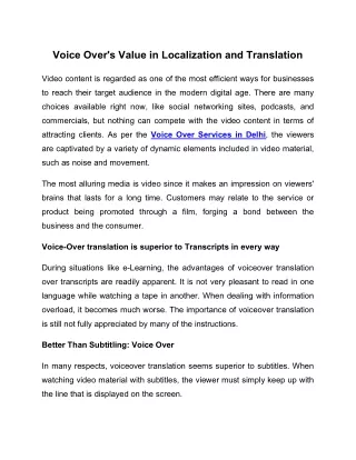 Voice Over's Value in Localization and Translation