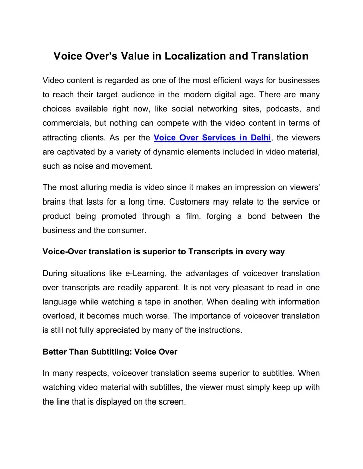 voice over s value in localization and translation