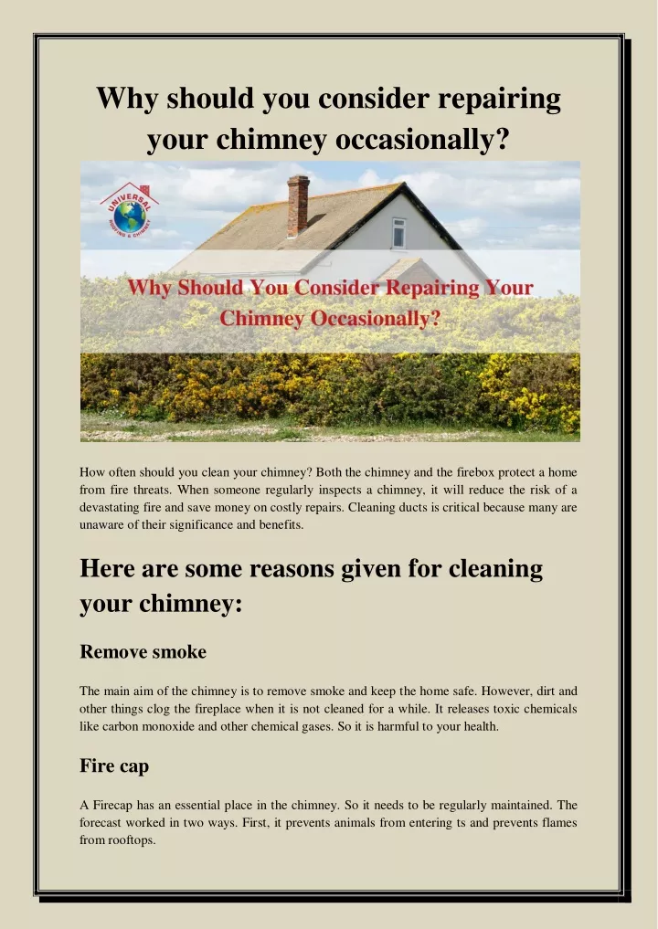 why should you consider repairing your chimney