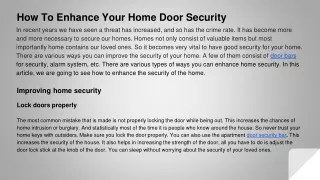 how to enhance your home door security