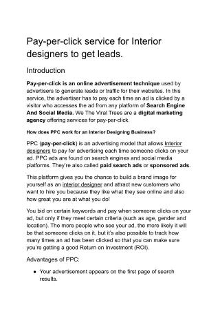 pay per click service for interior designers