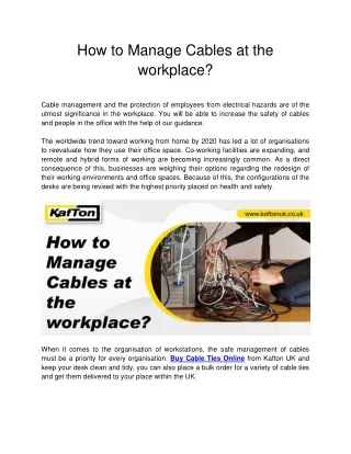 How to Manage Cables at the workplace