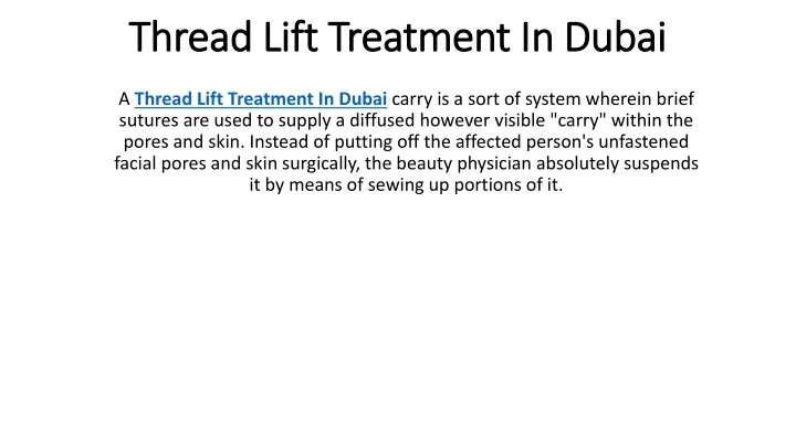 thread lift treatment in dubai