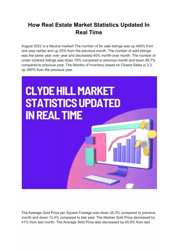 how real estate market statistics updated in real