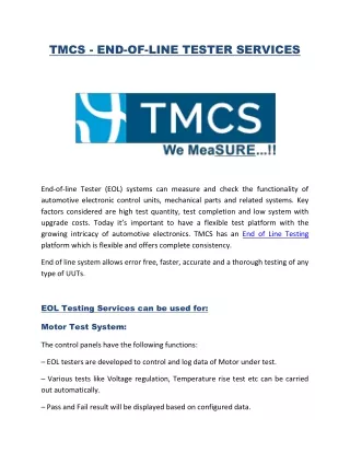 TMCS - EOL Testing