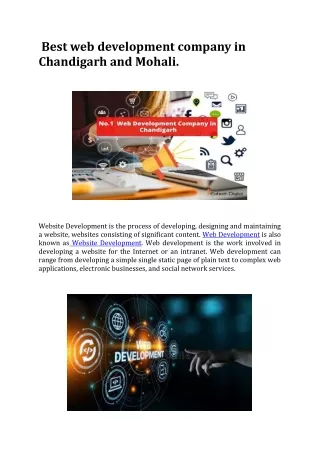 Best web development company in Chandigarh and Mohali