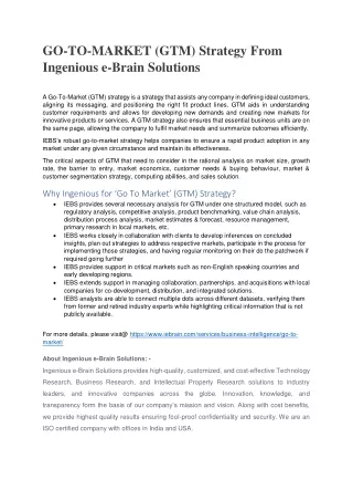 go to market gtm strategy from ingenious e brain