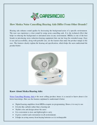 How Medca Noise Cancelling Hearing Aids Differ From Other Brands