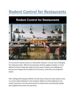 Rodent Control for Restaurants