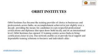 Professional Finance Online Classes at Orbit Institutes