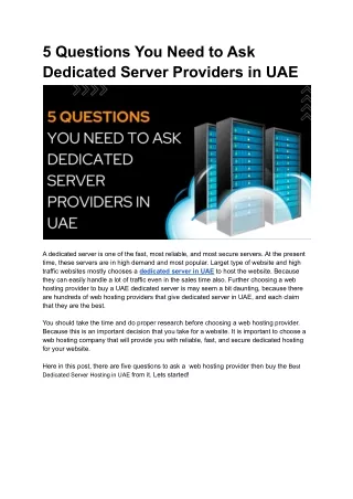 5 questions you need to ask dedicated server