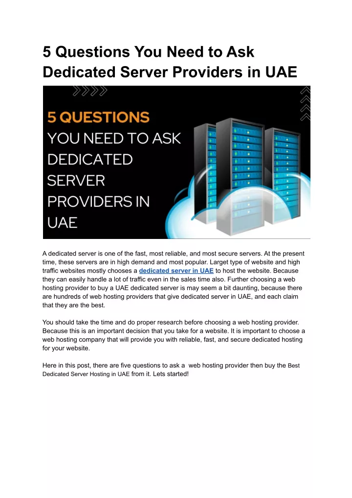 5 questions you need to ask dedicated server