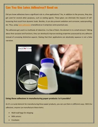 can you use latex adhesives read