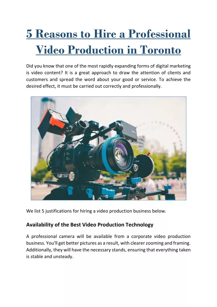 5 reasons to hire a professional video production