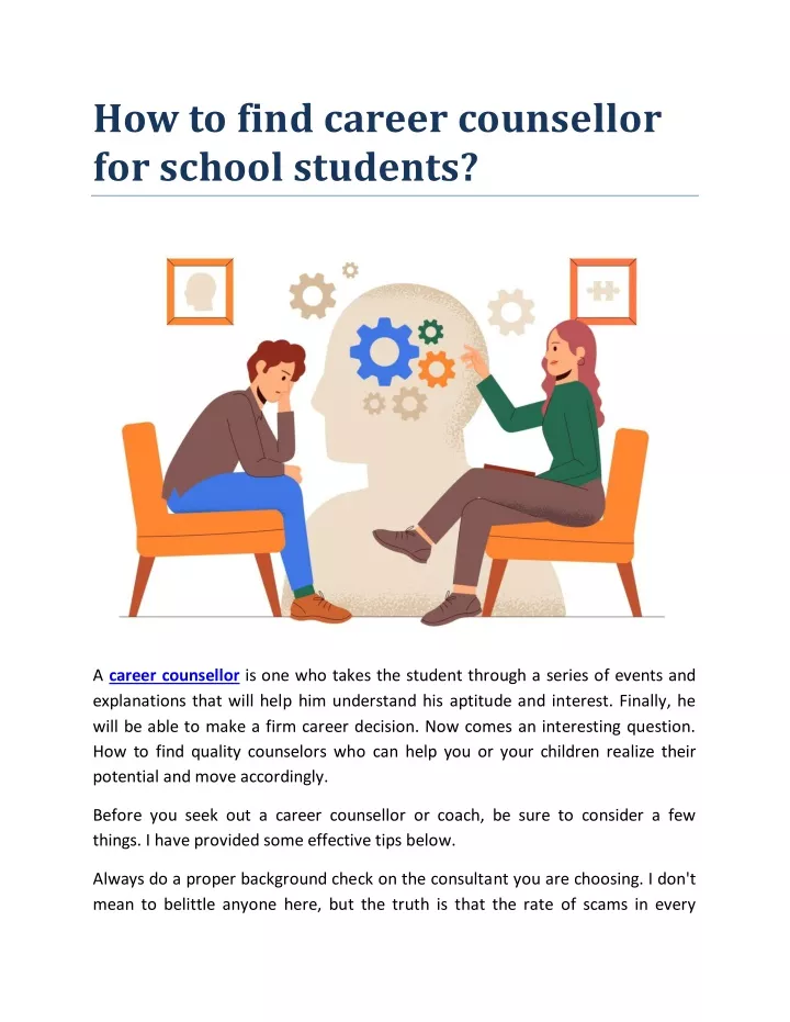 how to find career counsellor for school students