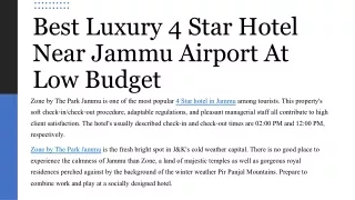 Best Luxury 4 Star Hotel Near Jammu Airport At Low Budget_