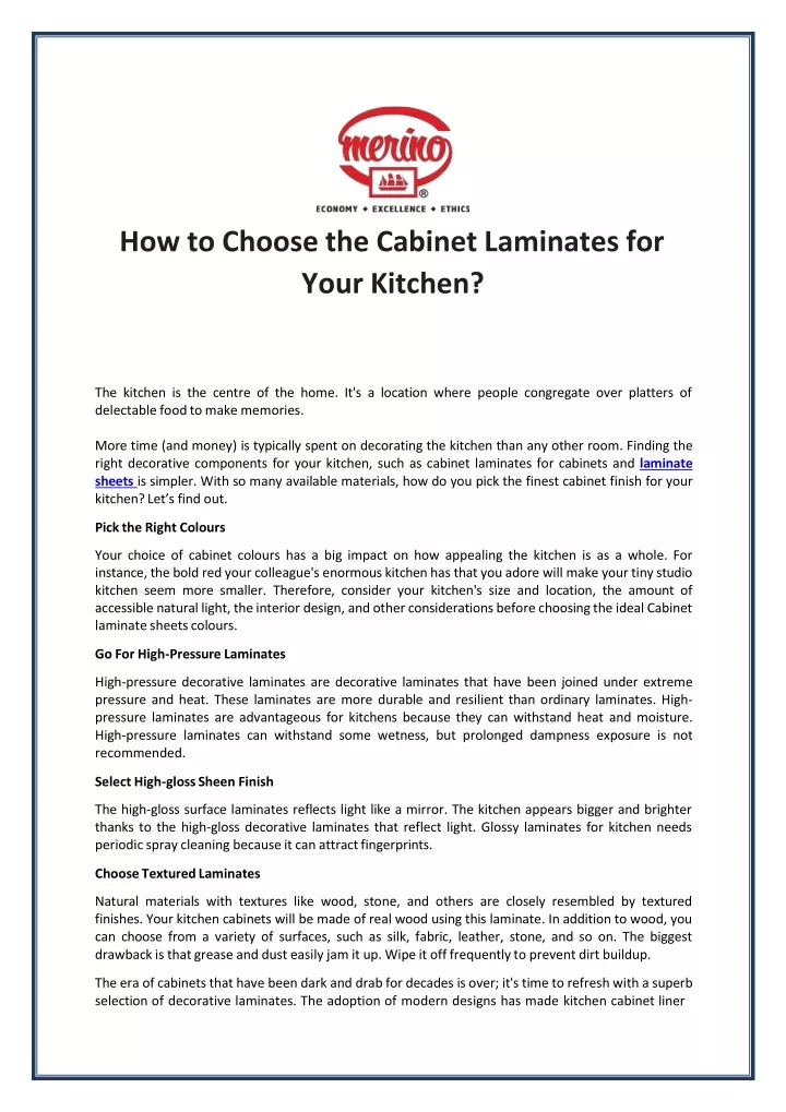 how to choose the cabinet laminates for your kitchen