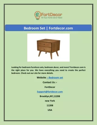 Bedroom Set | Fortdecor.com