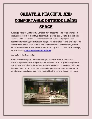 Create A Peaceful and Comfortable Outdoor Living Space