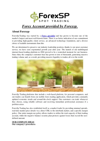 Forex Account provided by Forexsp.