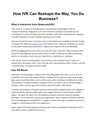 how ivr can reshape the way you do business