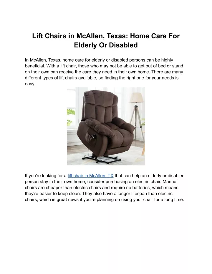 lift chairs in mcallen texas home care