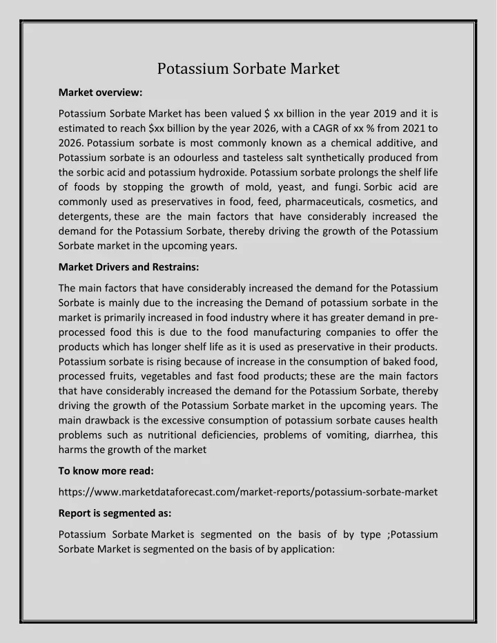 potassium sorbate market