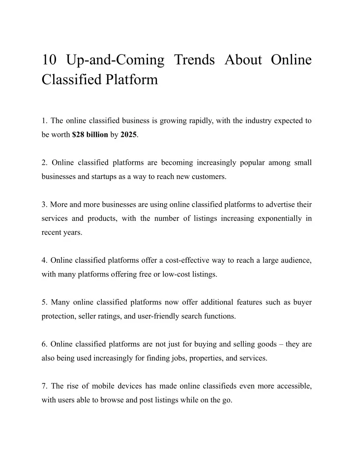 10 up and coming trends about online classified