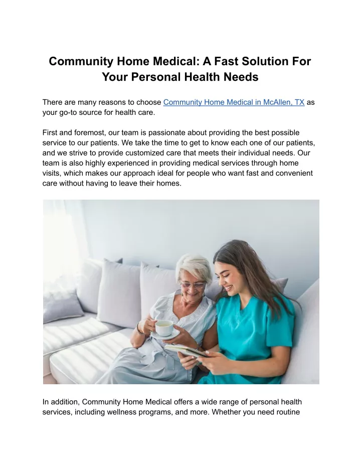 community home medical a fast solution for your