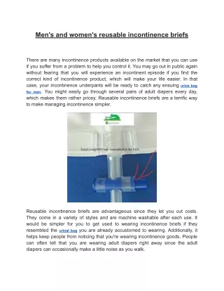 Men's and women's reusable incontinence briefs