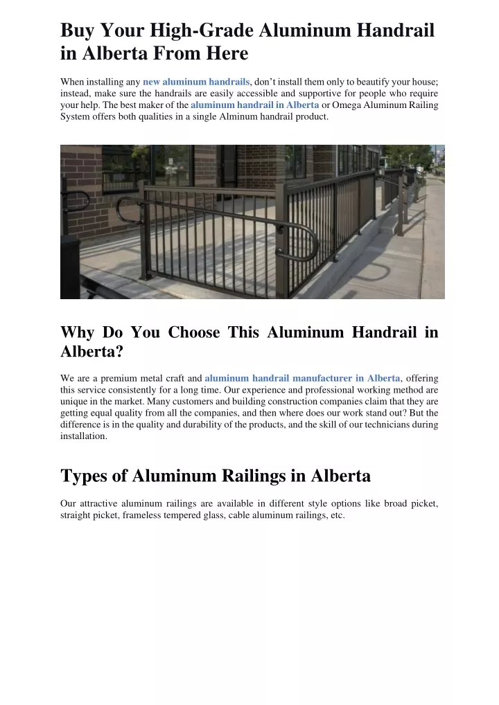 buy your high grade aluminum handrail in alberta