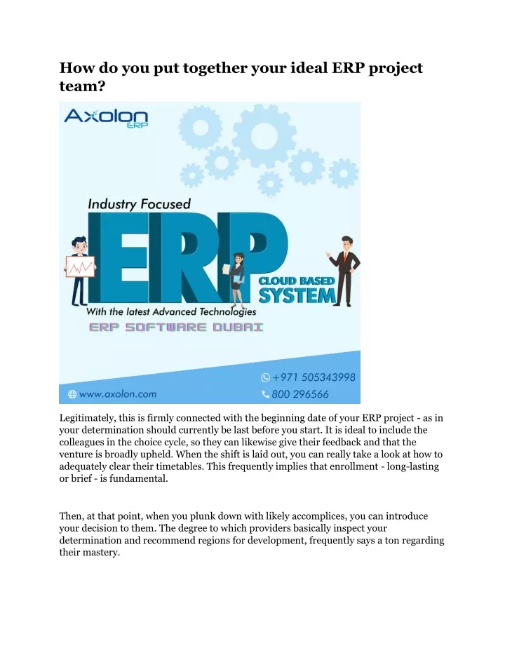 how do you put together your ideal erp project