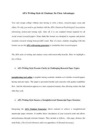 apa writing style citations its clear advantages