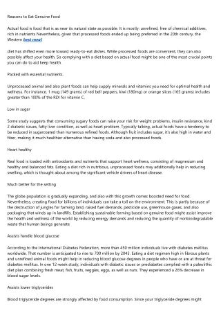 reasons to eat genuine food