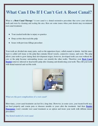 what can i do if i can t get a root canal