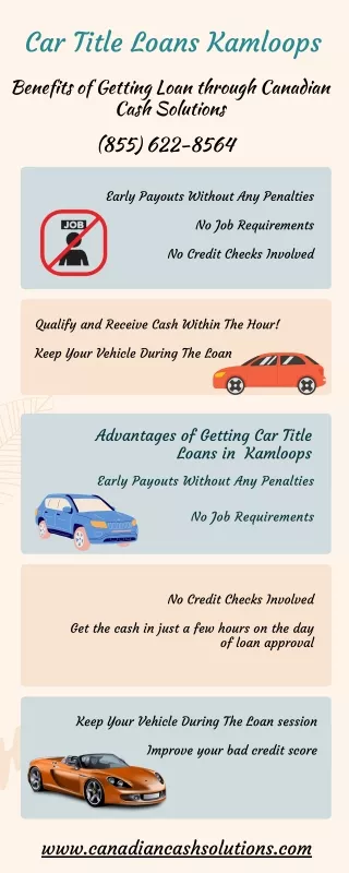 Car Title Loans Kamloops (855) 622-8564 Bad Credit & No Credit Check