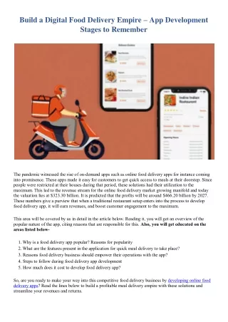 build a digital food delivery empire