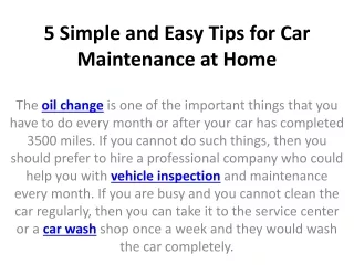 5 simple and easy tips for car maintenance at home