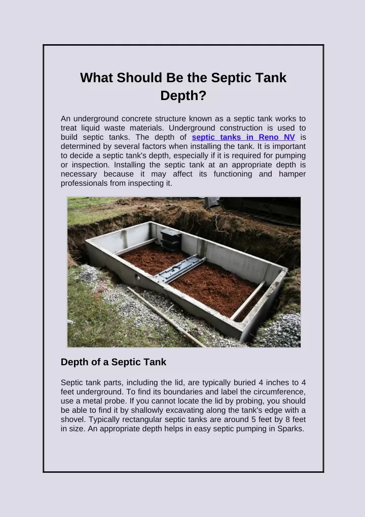 what should be the septic tank depth