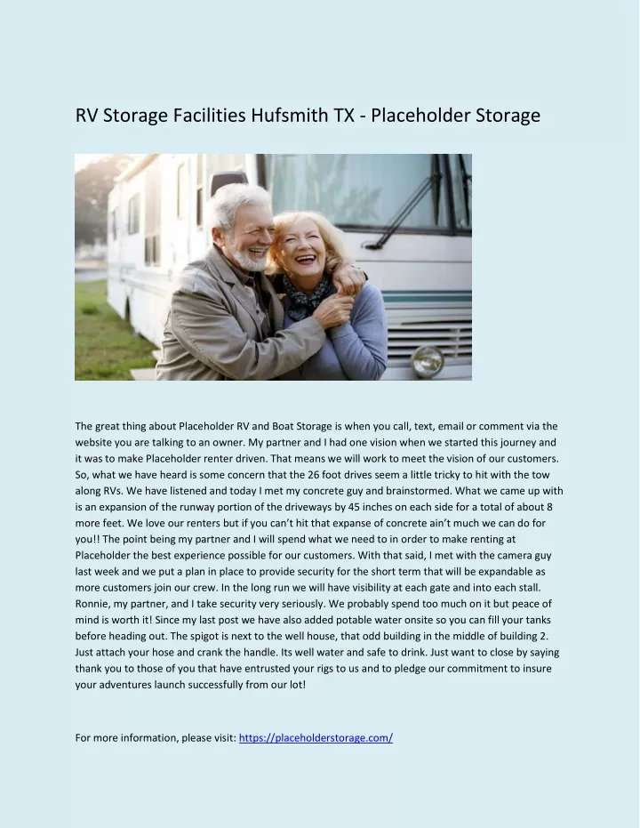 rv storage facilities hufsmith tx placeholder